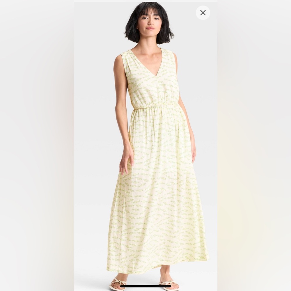 a new day White Maxi Dress with Light Green Fish Print - Picture 2 of 6